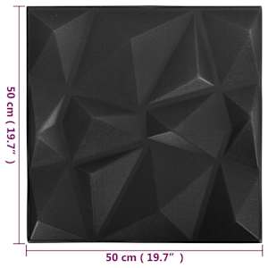 Nástěnné panely 12 pcs Origami černá 50 x 50 cm XPS pěna - obrázek 5