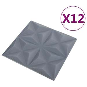 Nástěnné panely 12 pcs Origami šedá 50 x 50 cm XPS pěna - obrázek 3