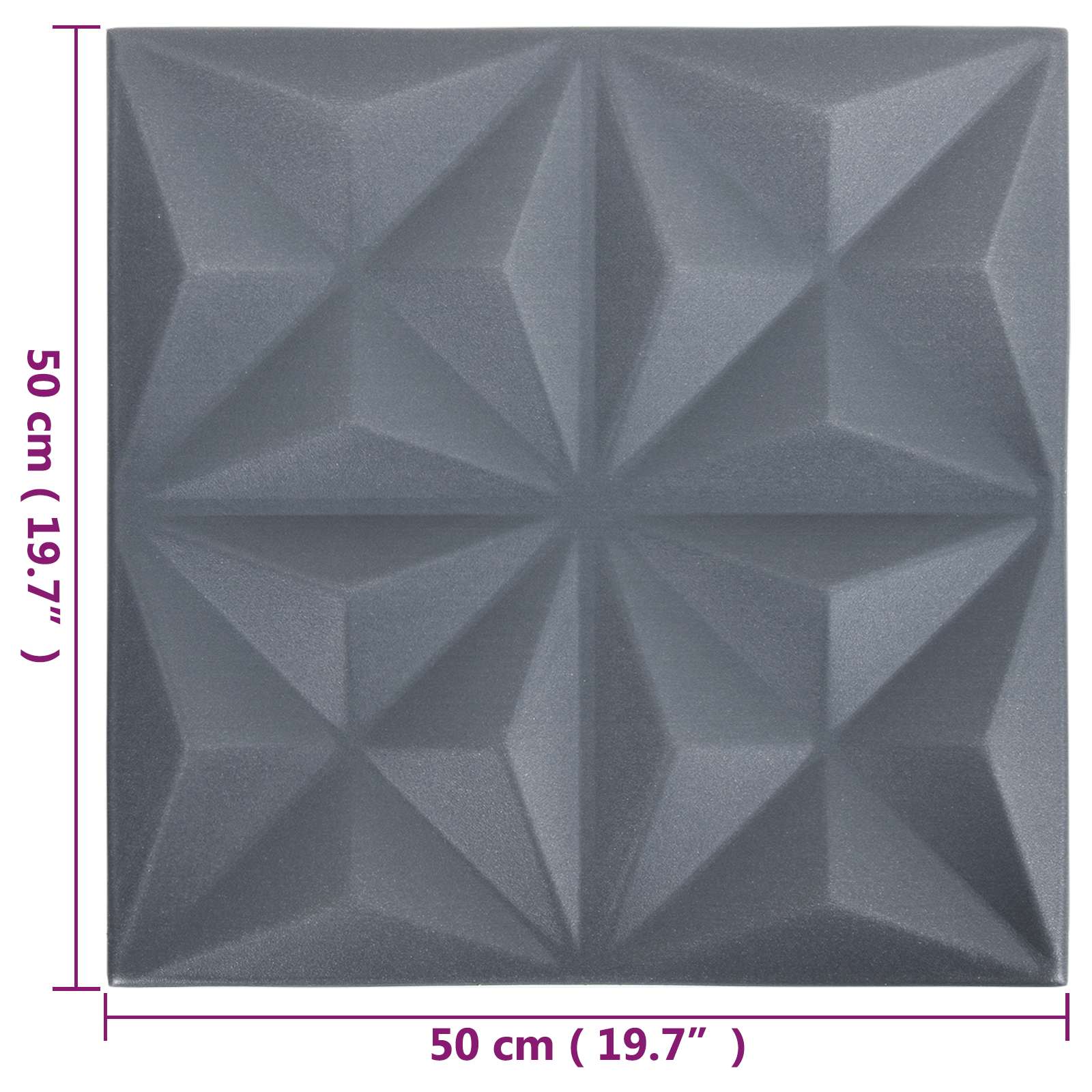 Nástěnné panely 48 pcs Origami šedá 50 x 50 cm XPS pěna - obrázek 6