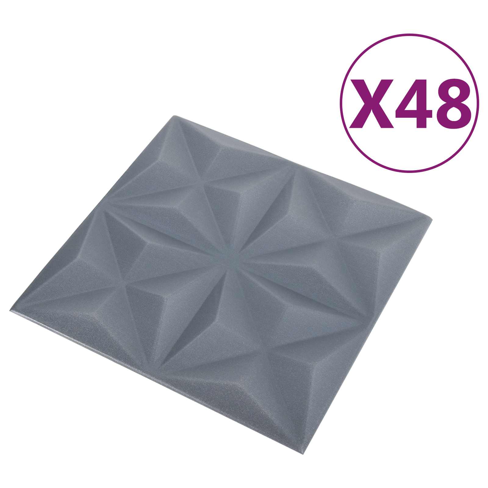 Nástěnné panely 48 pcs Origami šedá 50 x 50 cm XPS pěna - obrázek 3