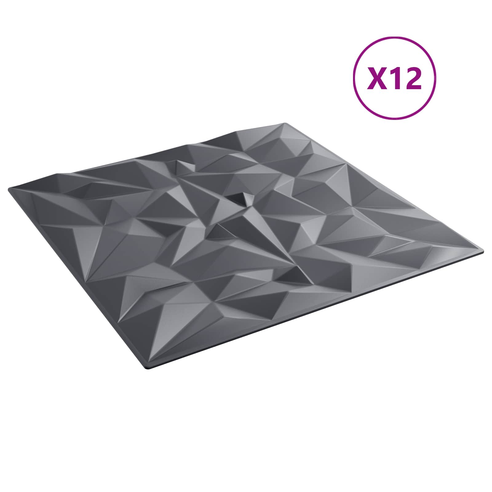 Stenske plošče 12 pcs Amethyst Sivi 50 x 50 cm XPS Pena - slika 2
