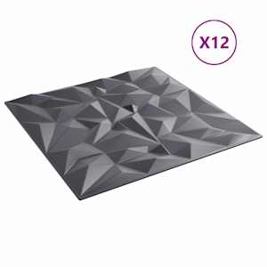 Nástěnné panely 12 pcs Ametystová šedá 50 x 50 cm XPS pěna - obrázek 2