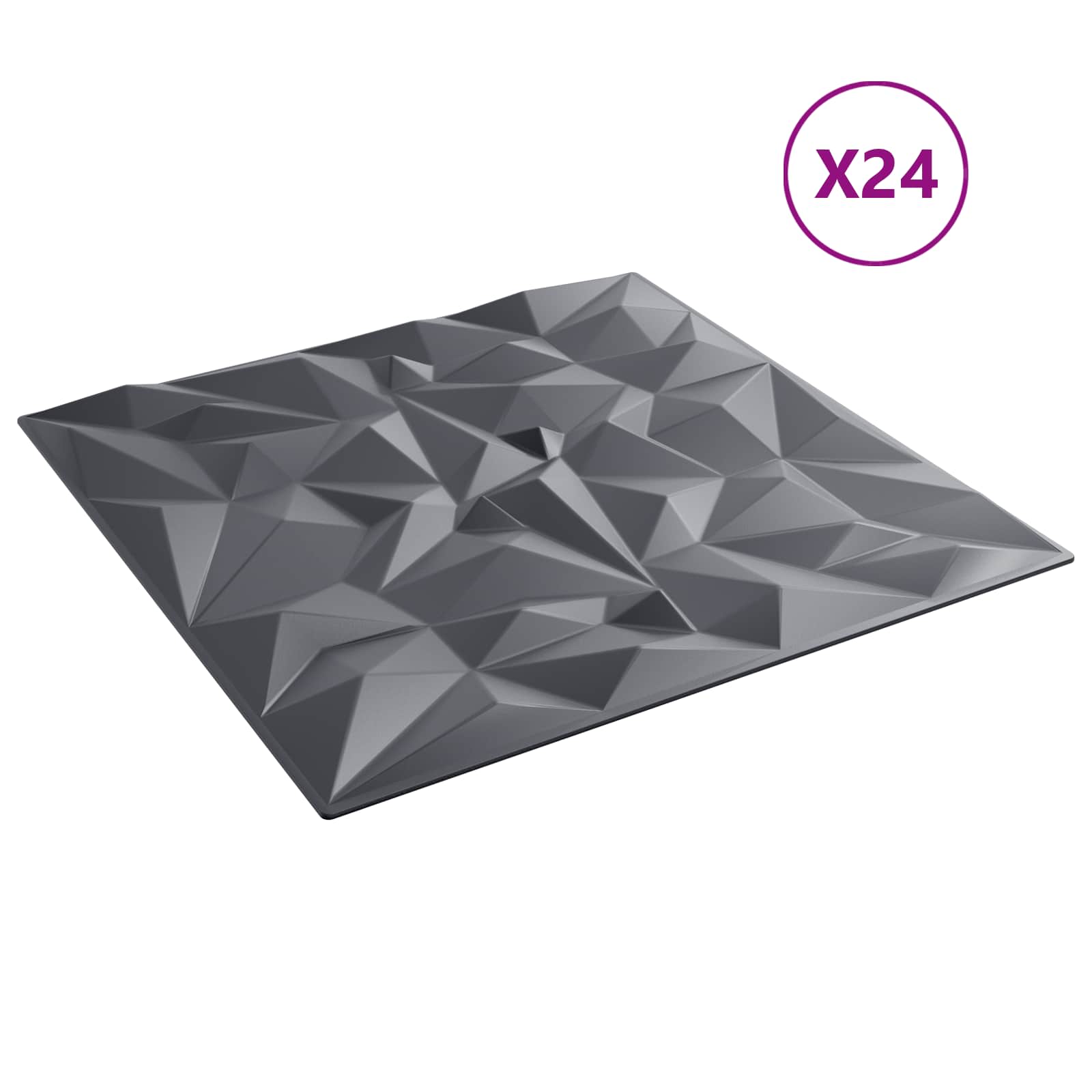 Stenske plošče 24 pcs Amethyst Sivi 50 x 50 cm XPS Pena - slika 2