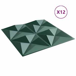Nástěnné panely 12 pcs Origami zelená 50 x 50 cm XPS pěna - obrázek 2