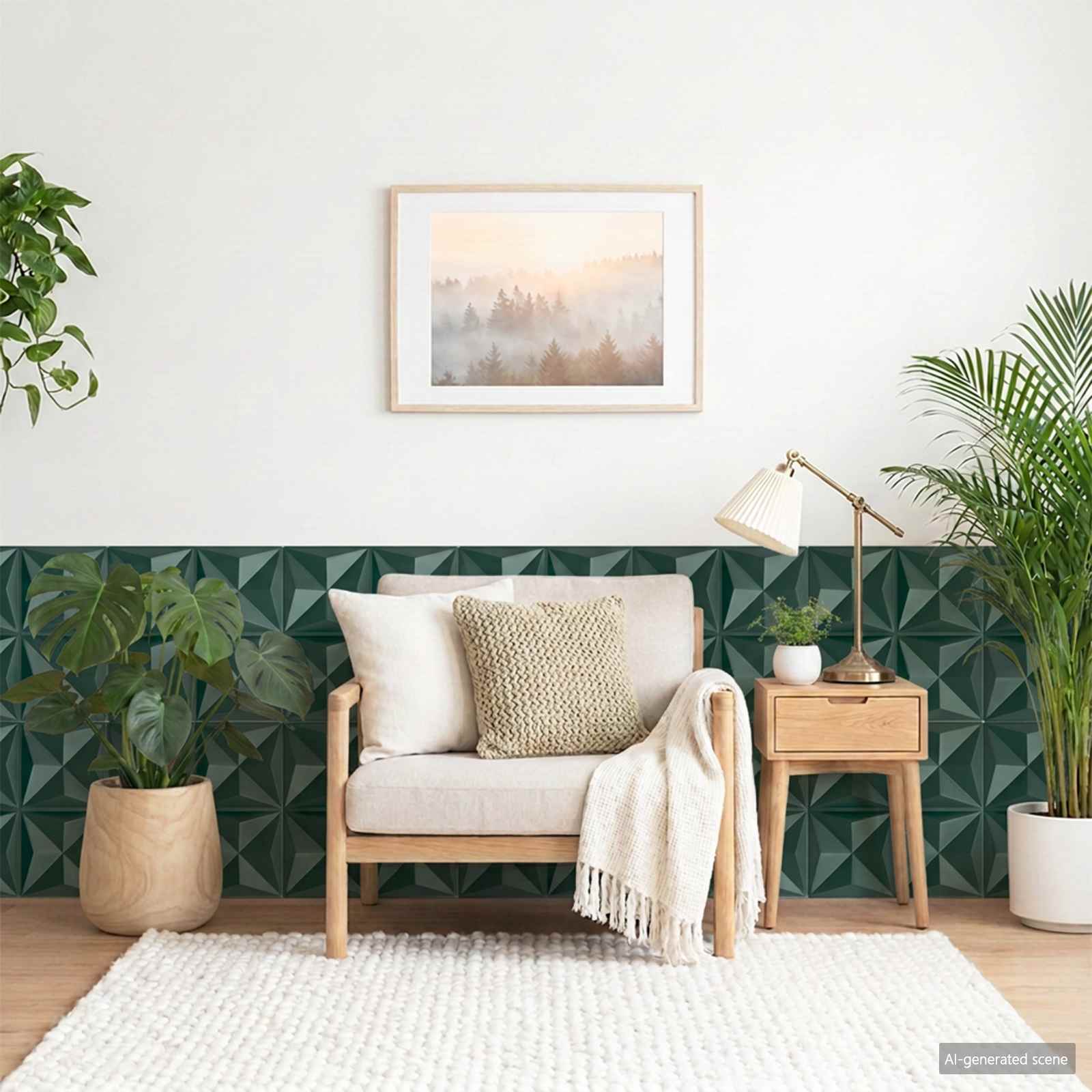 Wandpanelen 48 pcs Origami Groen 50 x 50 cm XPS Schuim – afbeelding 1