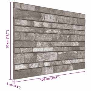 Nástěnné panely 10 pcs Tmavě šedá 100 x 50 cm EPS pěna - obrázek 4