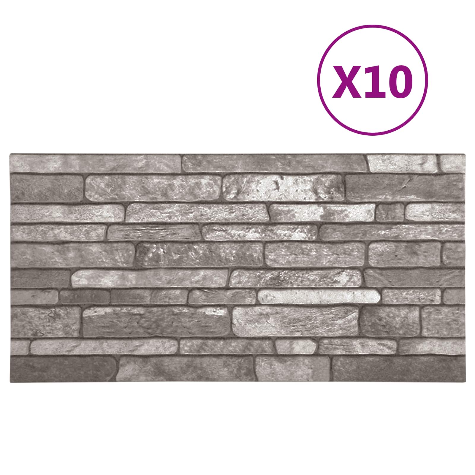 Stenske plošče 10 pcs Temno siva 100 x 50 cm EPS pena - slika 2