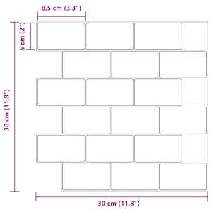Subway dlaždice 10 pcs Bílá šedá 30 x 30 cm Polyuretan a PET - obrázek 10