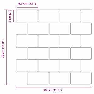 Subway dlaždice 10 pcs Bílá černá 30 x 30 cm Polyuretan a PET - obrázek 10