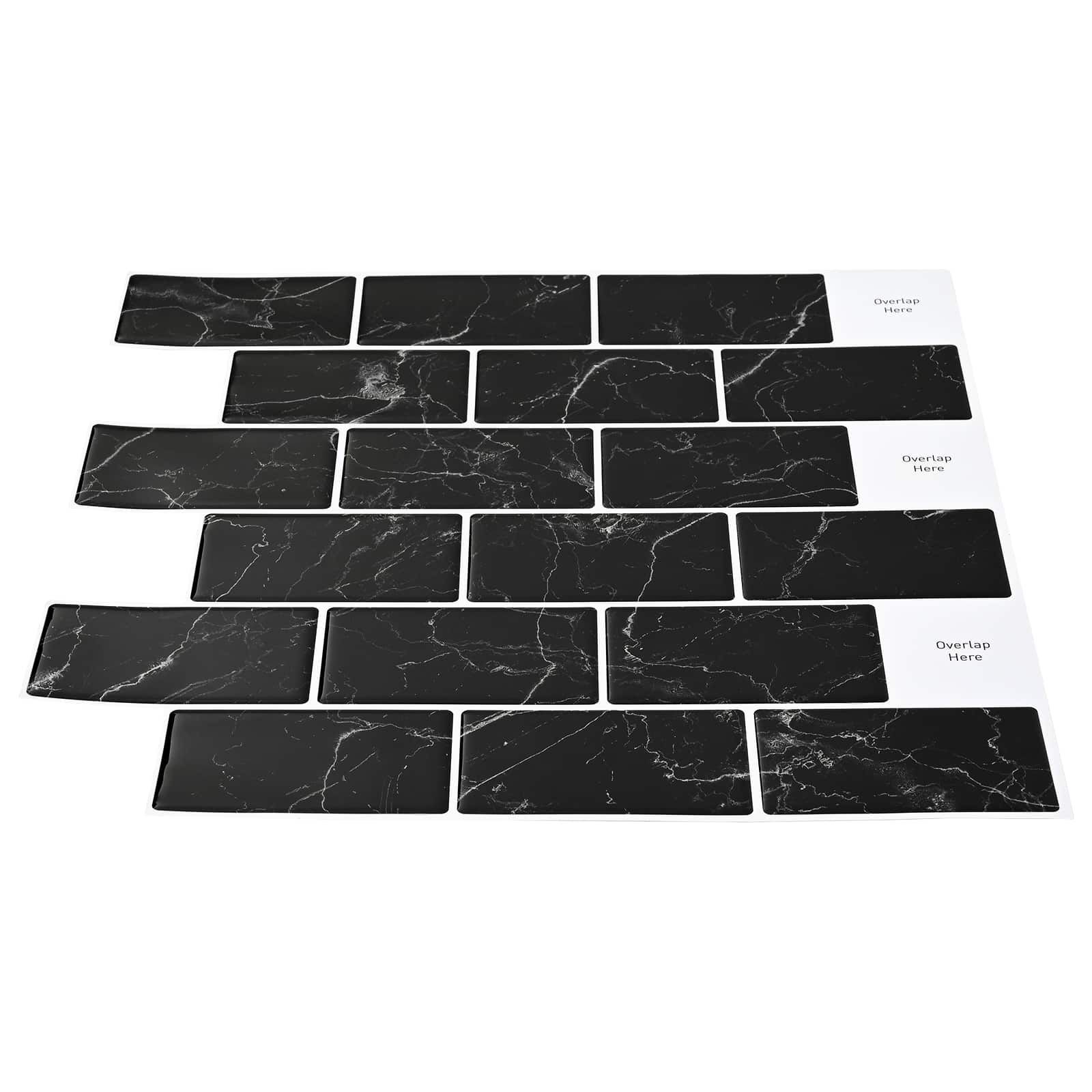 Subway dlaždice 20 pcs Černý mramor 30 x 30 cm Polyuretan a PET - obrázek 3
