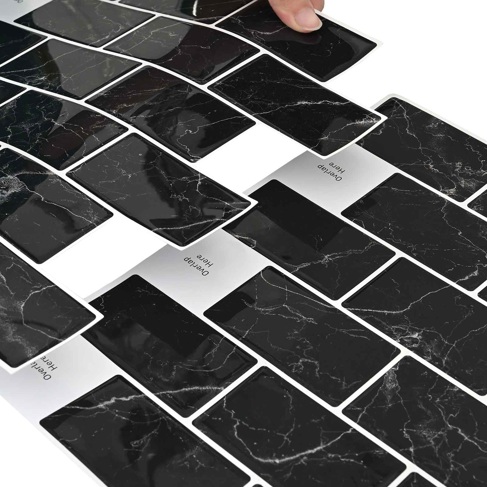 Subway dlaždice 50 pcs Černý mramor 30 x 30 cm Polyuretan a PET - obrázek 7