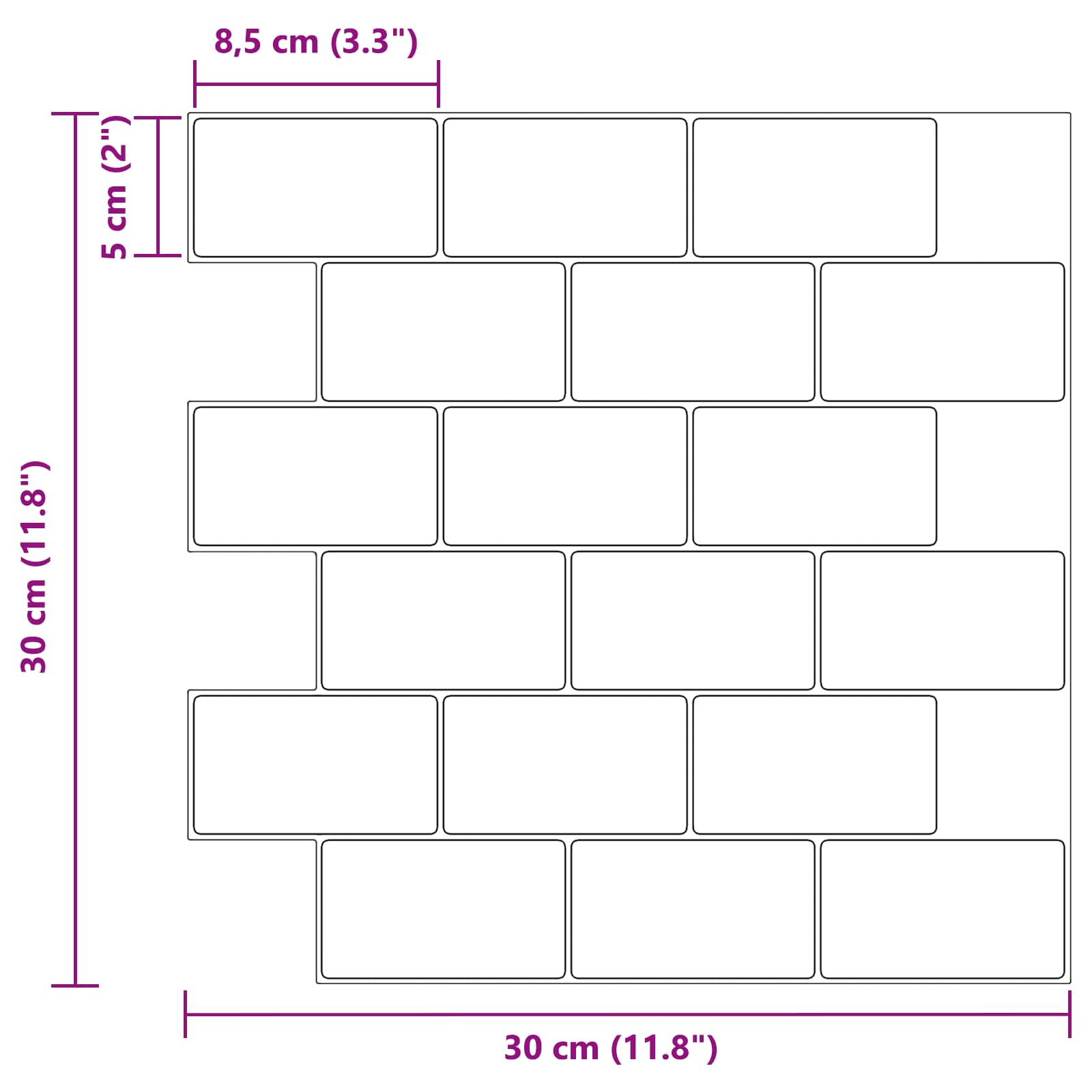 Subway dlaždice 50 pcs Bílý mramor 30 x 30 cm Polyuretan a PET - obrázek 10