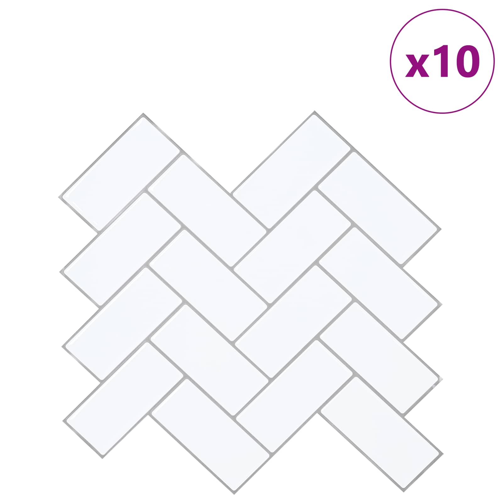 Ploščica ribje kosti 10 pcs Bela siva 30 x 30 cm - slika 2