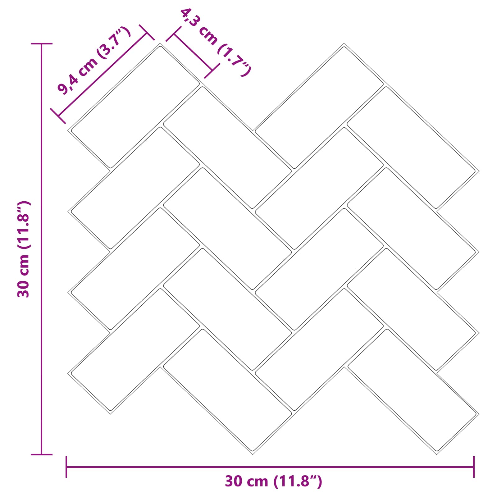 Ploščica ribje kosti 50 pcs Bela siva 30 x 30 cm - slika 10