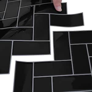 Dlaždice vzoru rybí kosti 10 pcs Černá 30 x 30 cm - obrázek 7