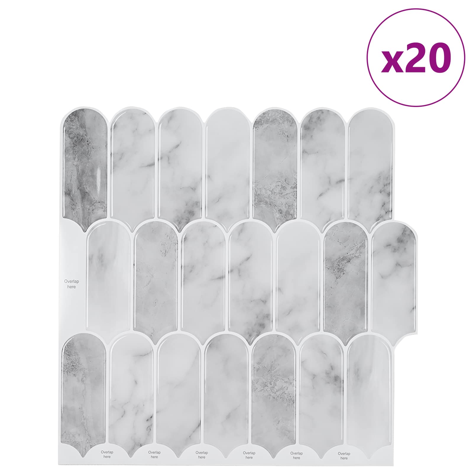 Ploščica perja 20 pcs Siva marmor 30 x 30 cm Poliuretan in PET - slika 2