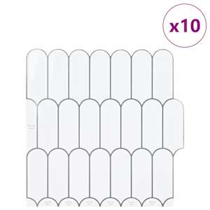 Dlaždice s peřím 10 pcs Bílá šedá 30 x 30 cm Polyuretan a PET - obrázek 2