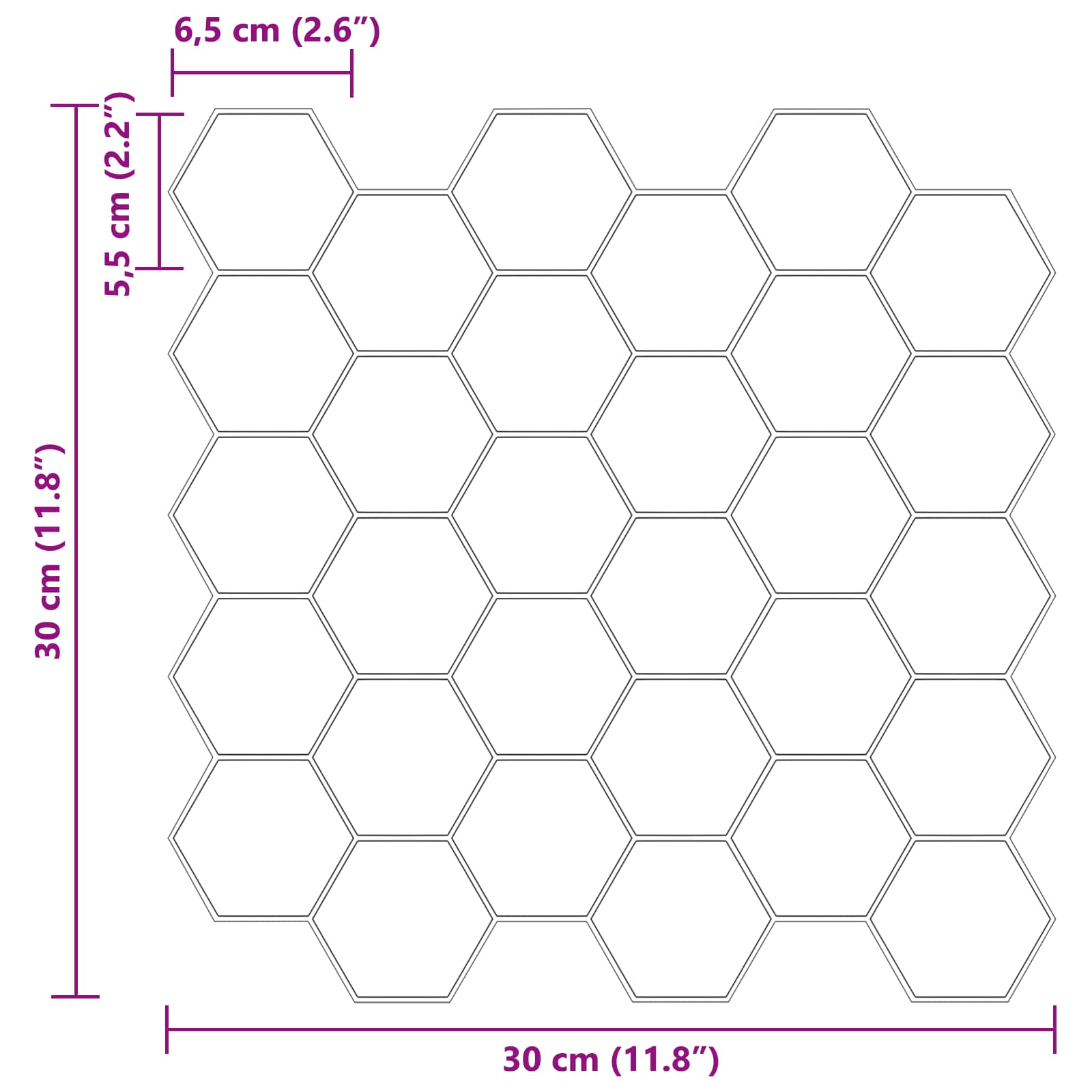 Šesterokotna ploščica 50 pcs Bela 30 x 30 cm Poliuretan in PET - slika 10