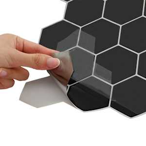 Hexagonální dlaždice 10 pcs Černá 30 x 30 cm Polyuretan a PET - obrázek 6