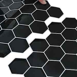 Hexagonální dlaždice 10 pcs Černá 30 x 30 cm Polyuretan a PET - obrázek 7