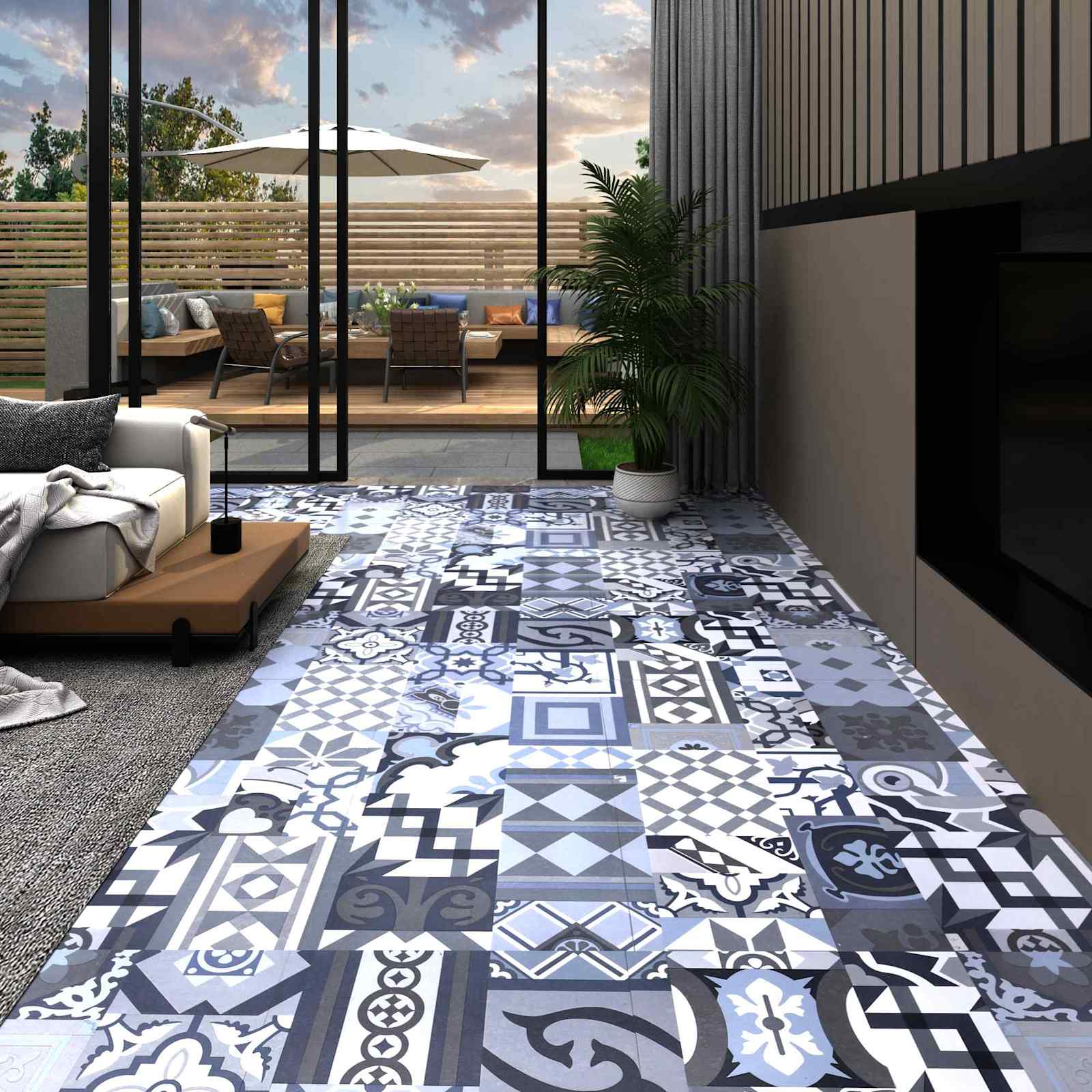 vidaXL Bodenplanken Buntes Muster 5,11 m² 55 Stk. PVC