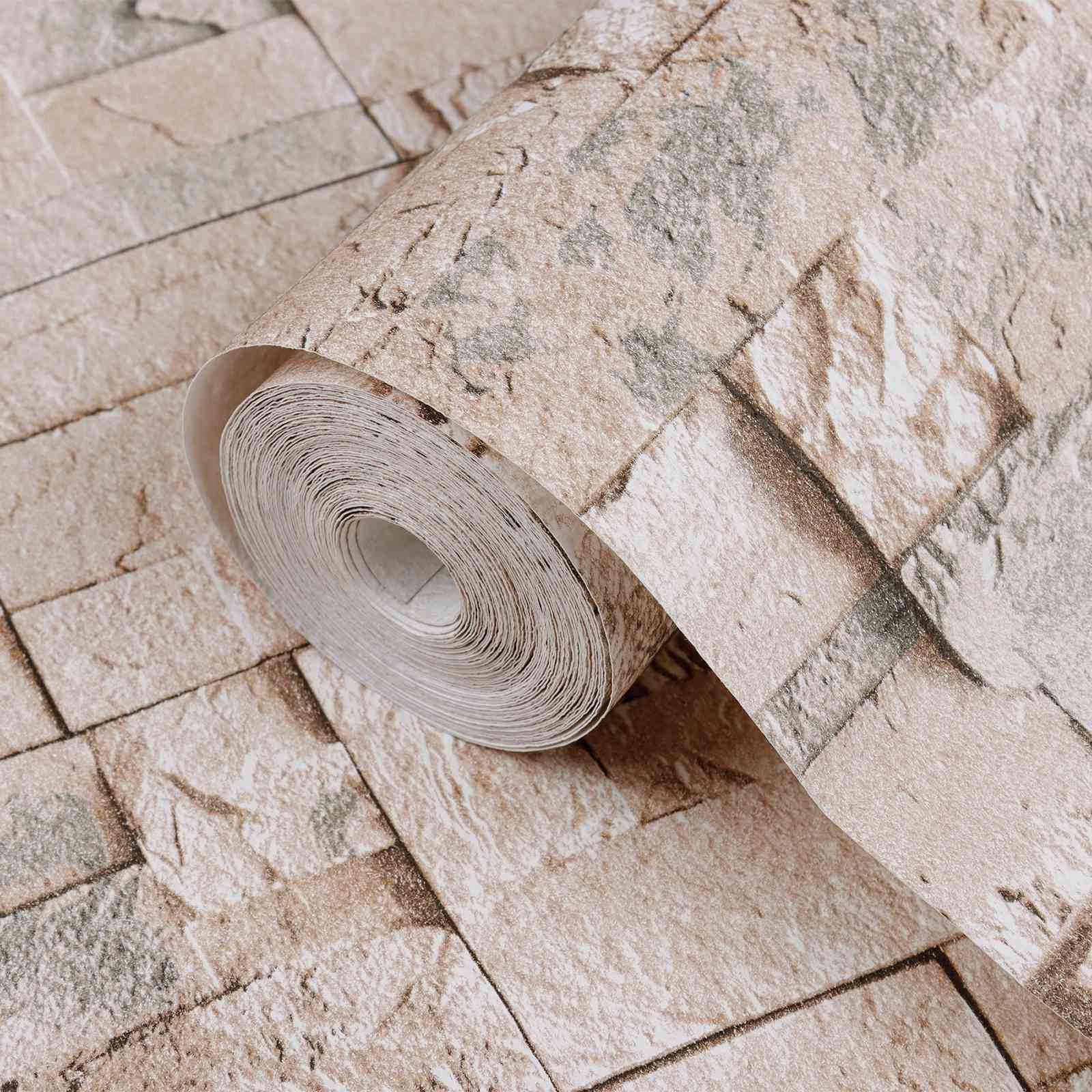 3D Steen Behang Beige 10 x 0,53 m Non-Woven Stof image 4