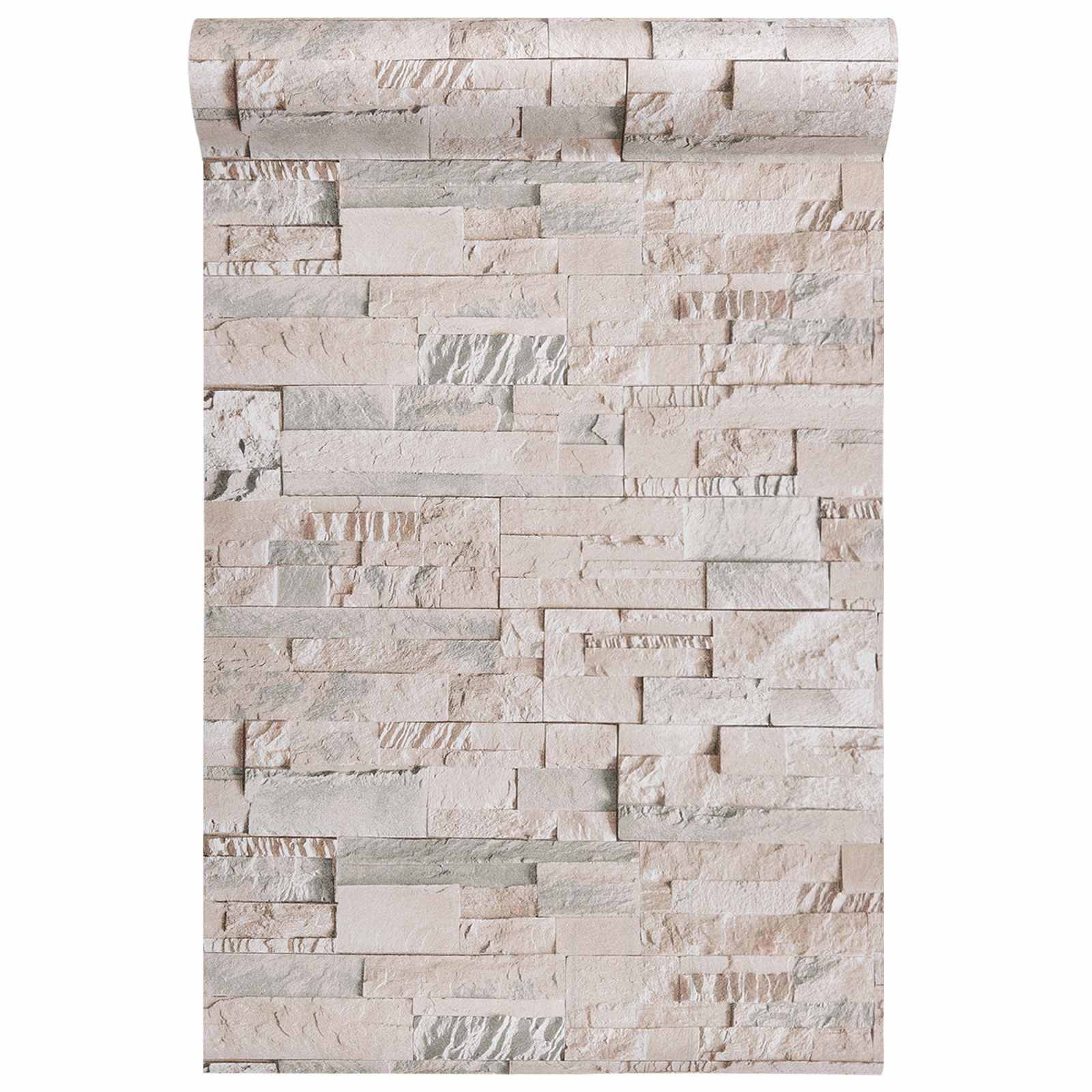 3D Steen Behang Beige 10 x 0,53 m Non-Woven Stof image 3
