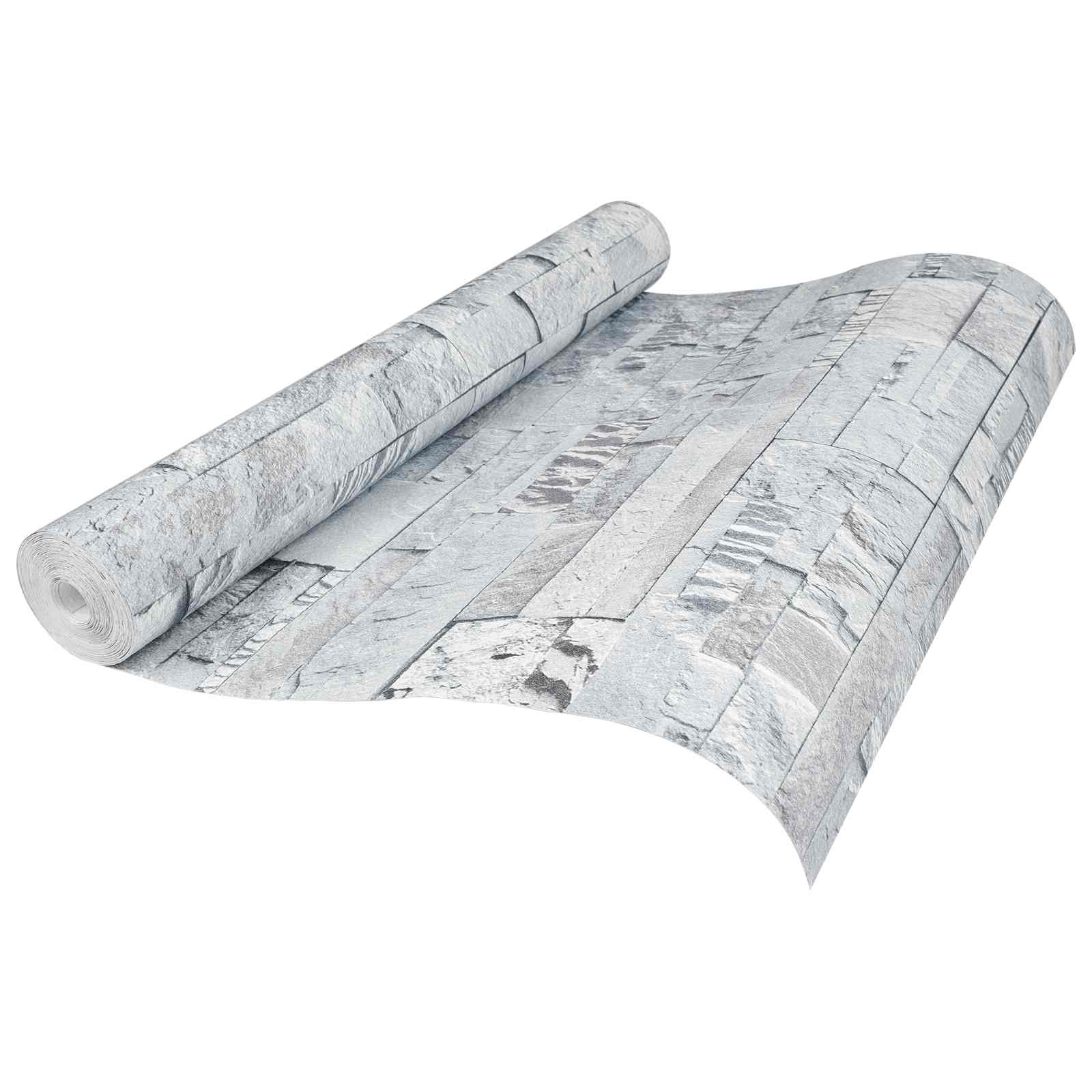 3D Steen Behang Lichtgrijs 10 x 0,53 m Non-Woven Stof image 1
