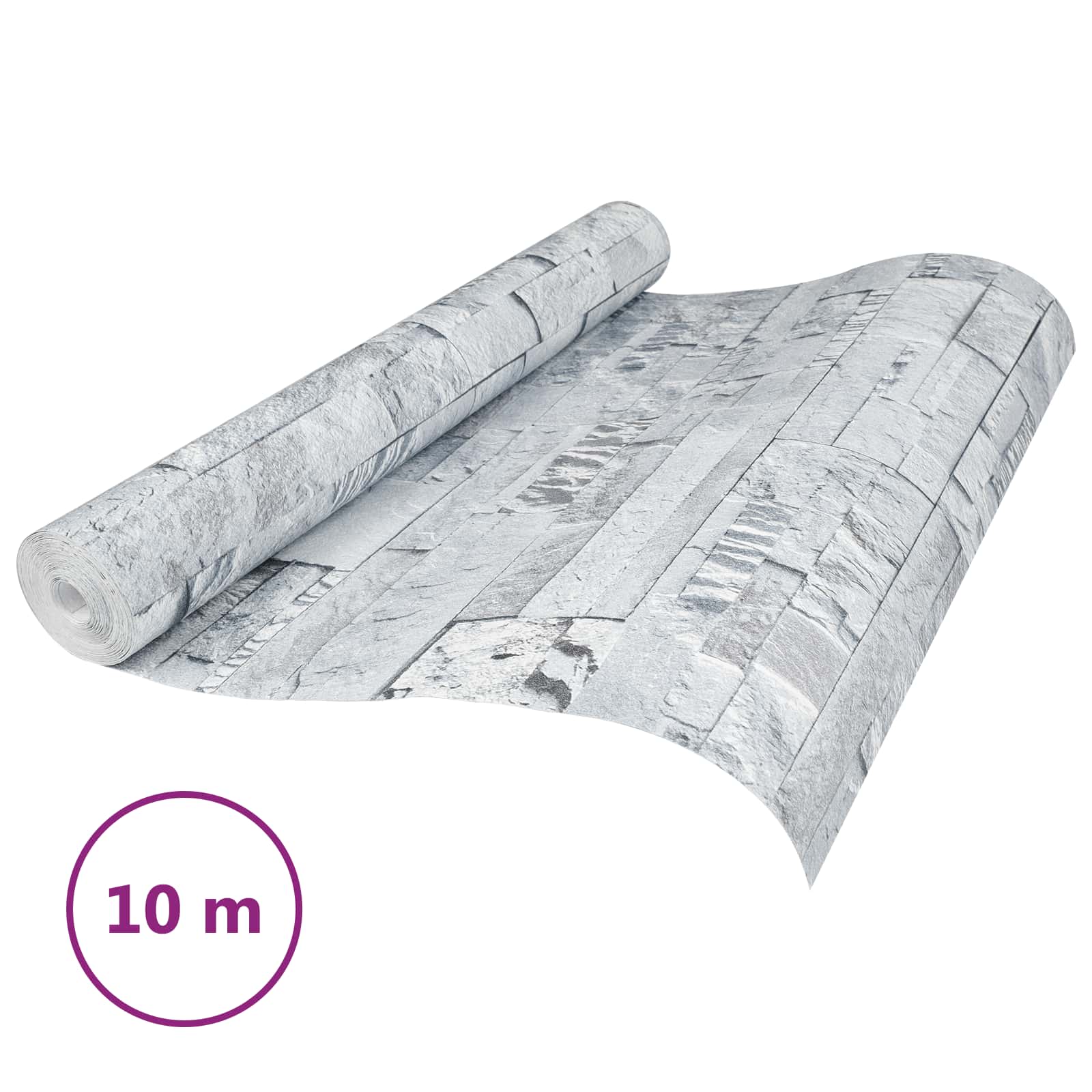 3D Steen Behang Lichtgrijs 10 x 0,53 m Non-Woven Stof image 2