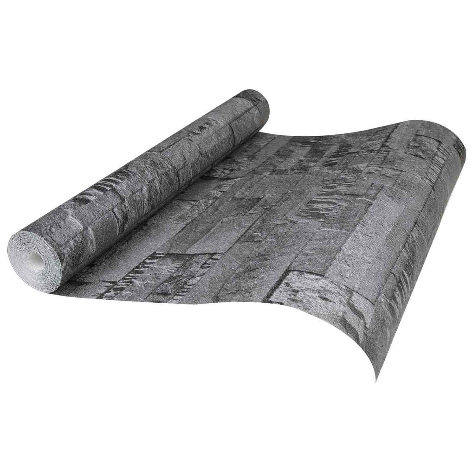 3D Steen Behang Zwart 10 x 0,53 m Non-Woven Stof image 1