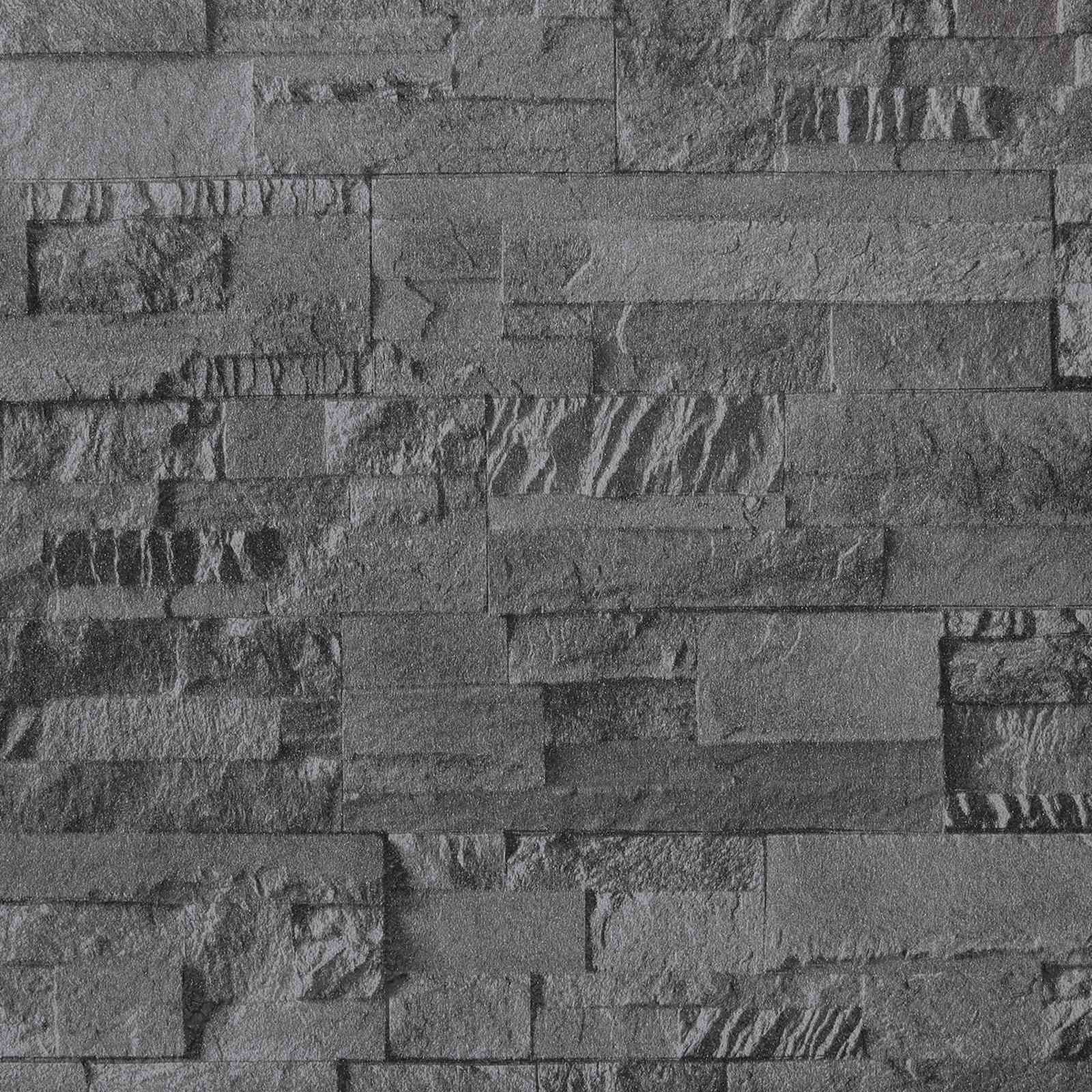 3D Steen Behang Zwart 10 x 0,53 m Non-Woven Stof image 6