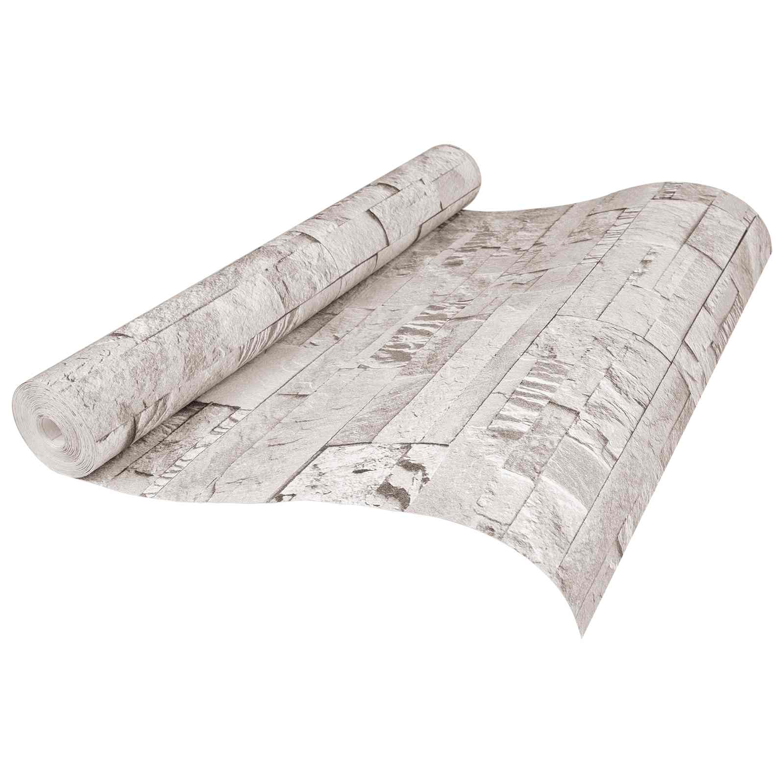 3D Steen Behang Crèmekleurig 10 x 0,53 m Non-Woven Stof image 1