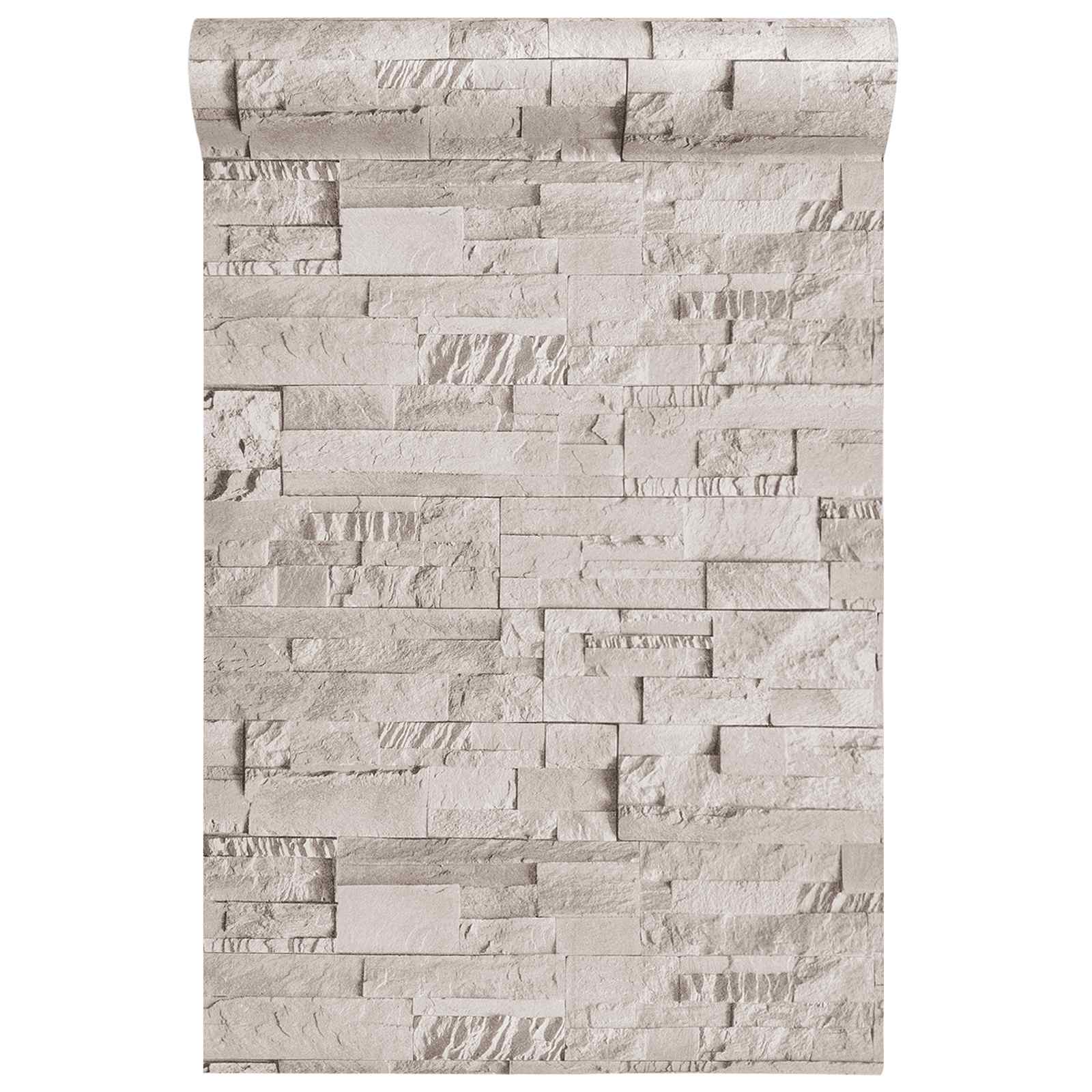 3D Steen Behang Crèmekleurig 10 x 0,53 m Non-Woven Stof image 3