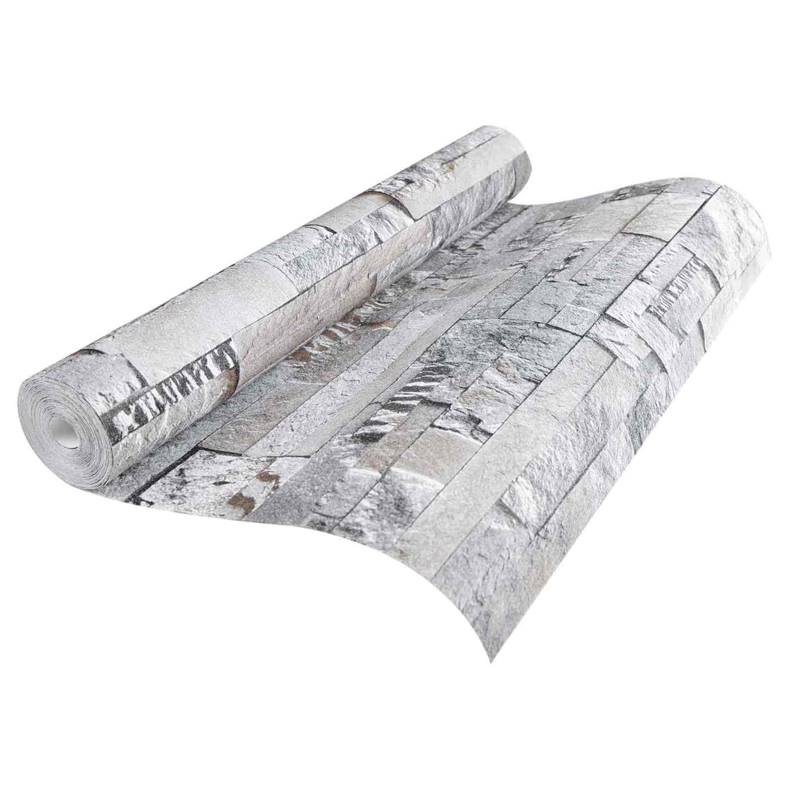 3D Steen Behang Grijs 10 x 0,53 m Non-Woven Stof image 1