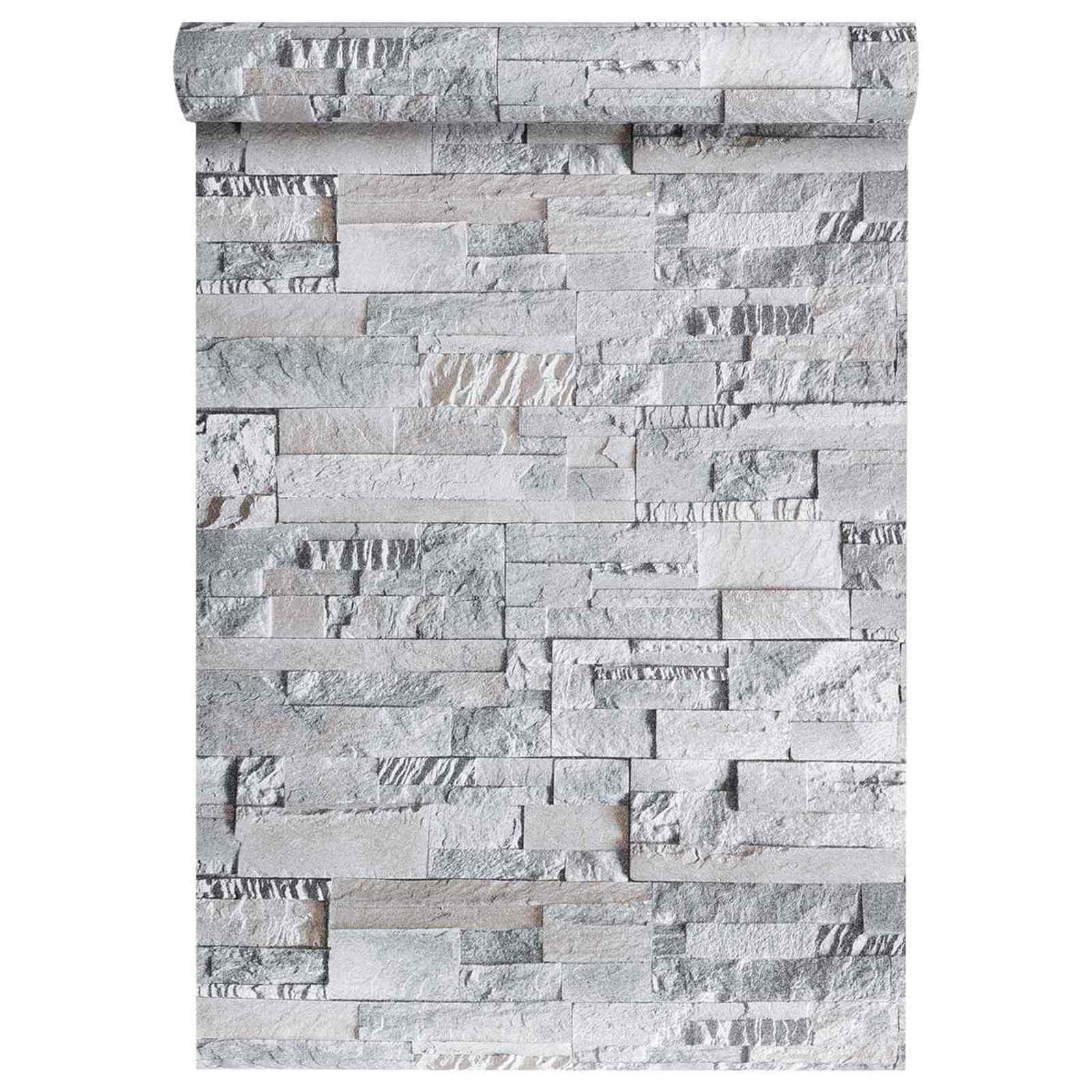 3D Steen Behang Grijs 10 x 0,53 m Non-Woven Stof image 3