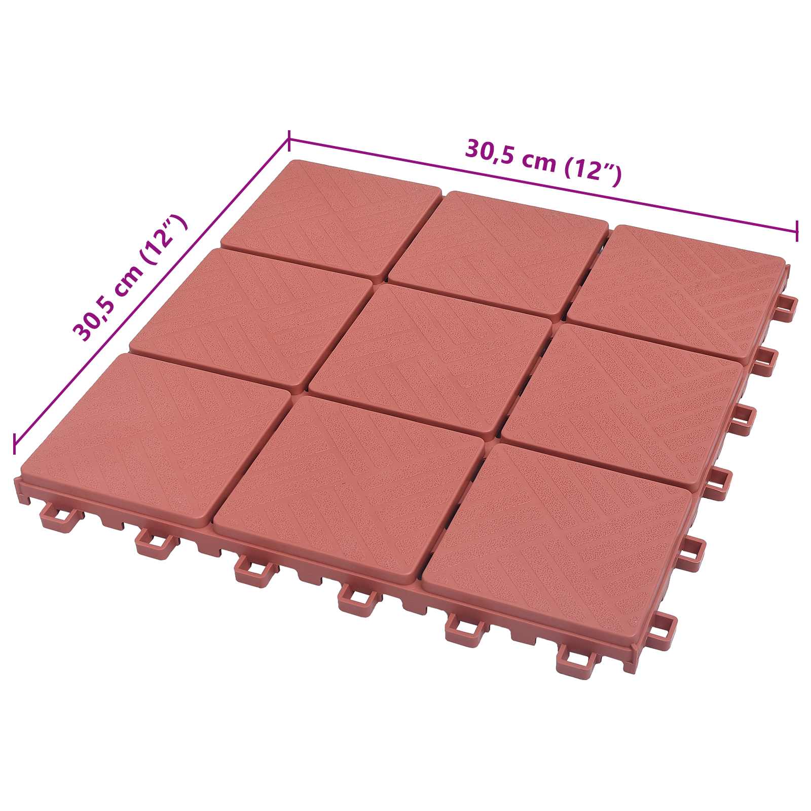 Terras Tegel 10 st Rood 30,5 x 30,5 x 2,2 cm Polypropyleen - Afbeelding 8