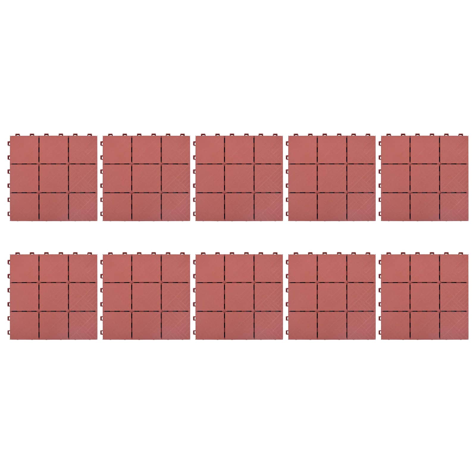 Terras Tegel 10 st Rood 30,5 x 30,5 x 2,2 cm Polypropyleen - Afbeelding 5