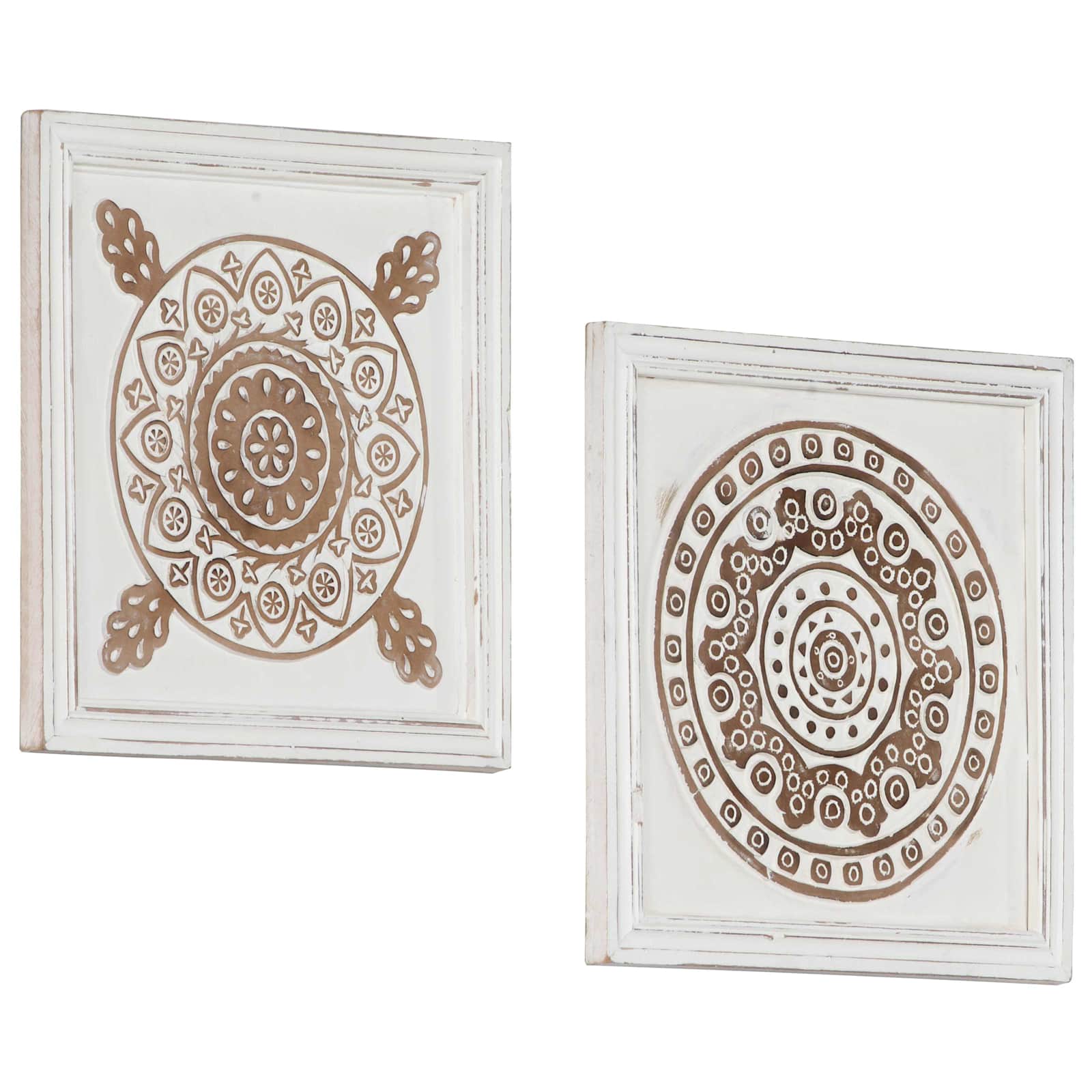vidaXL Decorațiuni Artă 2 pcs Maro și alb 40 x 40 x 1,5 cm