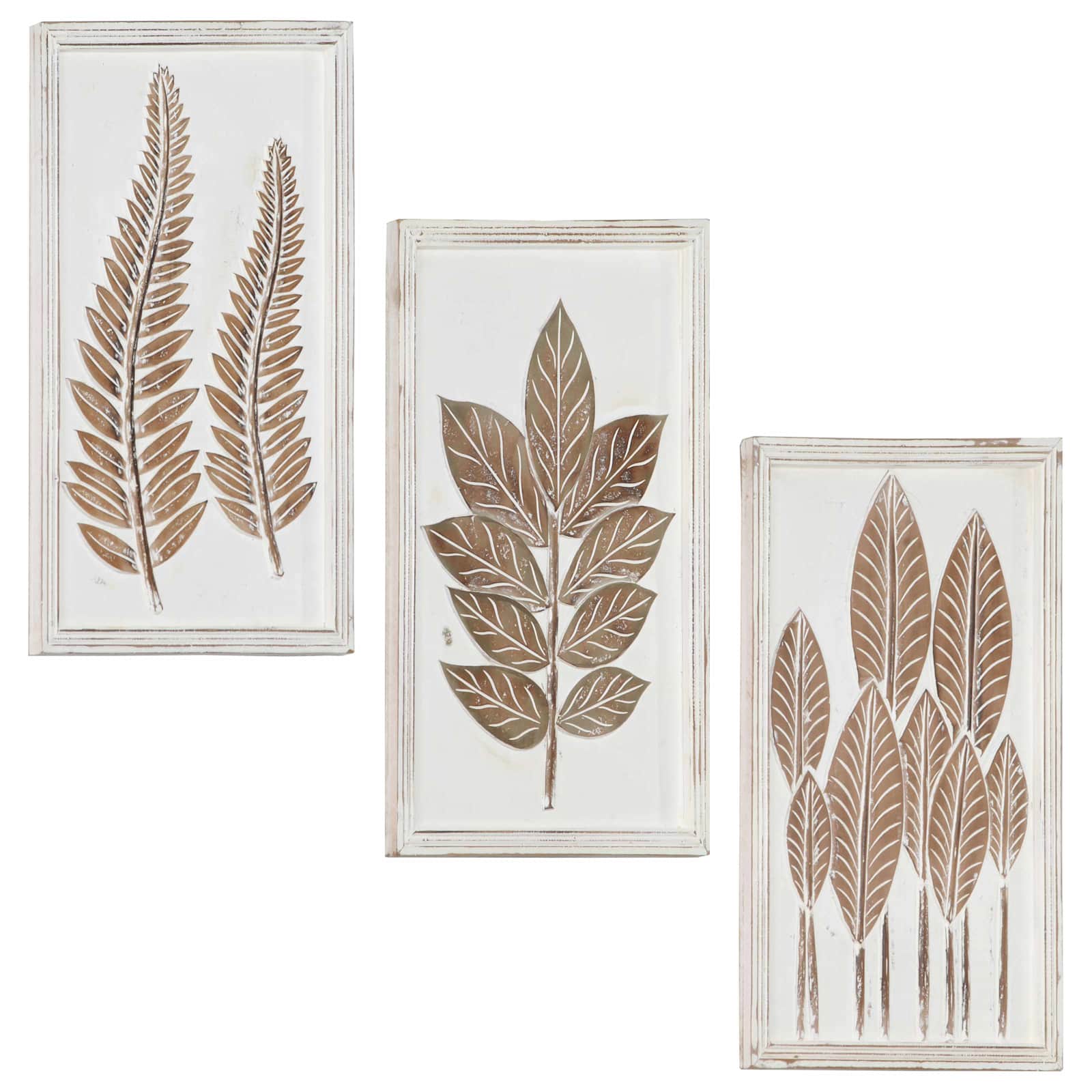 vidaXL Decorațiuni Artă 3 pcs Maro și alb 40 x 40 x 1,5 cm