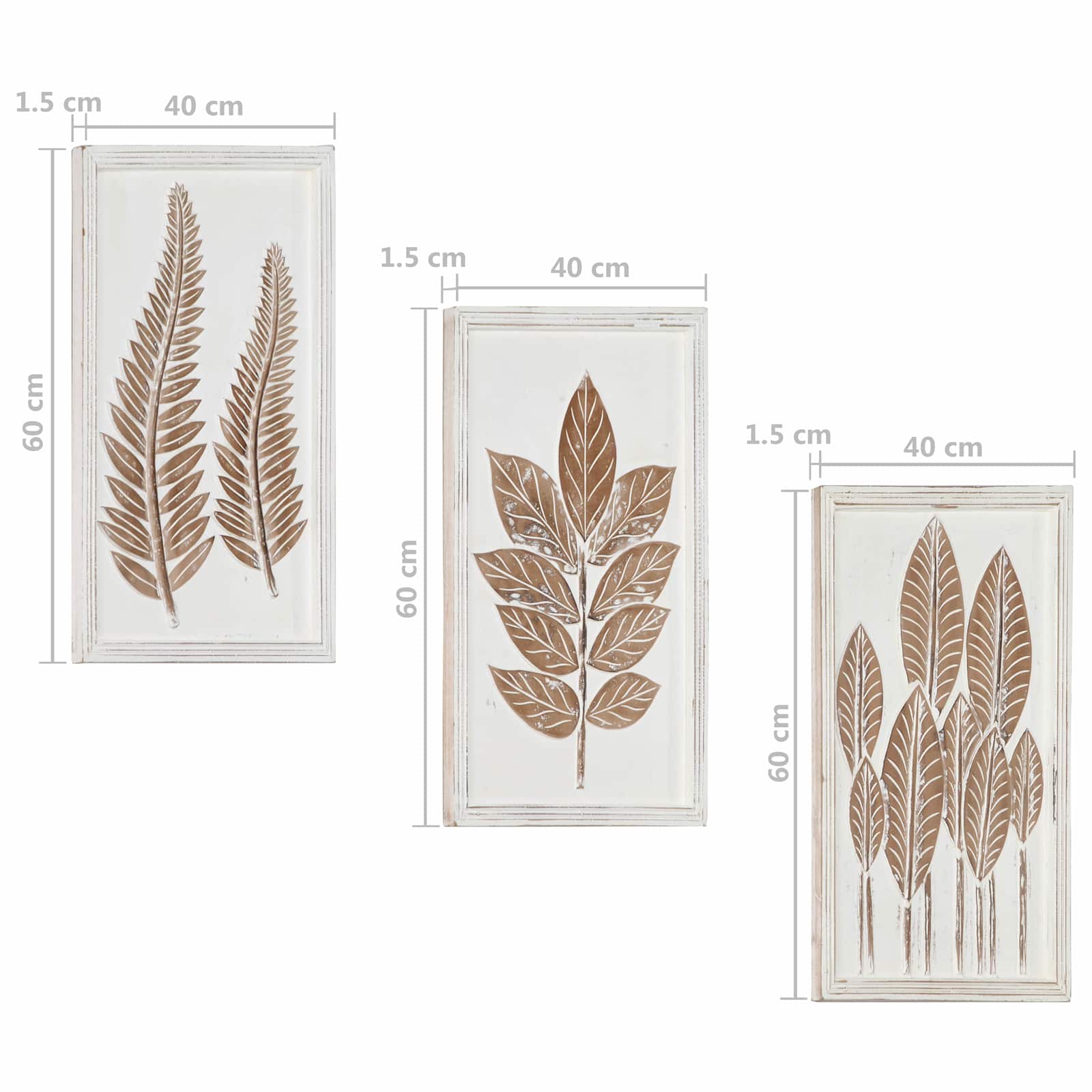 Kunst Decoratie 3 pcs Bruin en wit 40 x 40 x 1,5 cm image 7