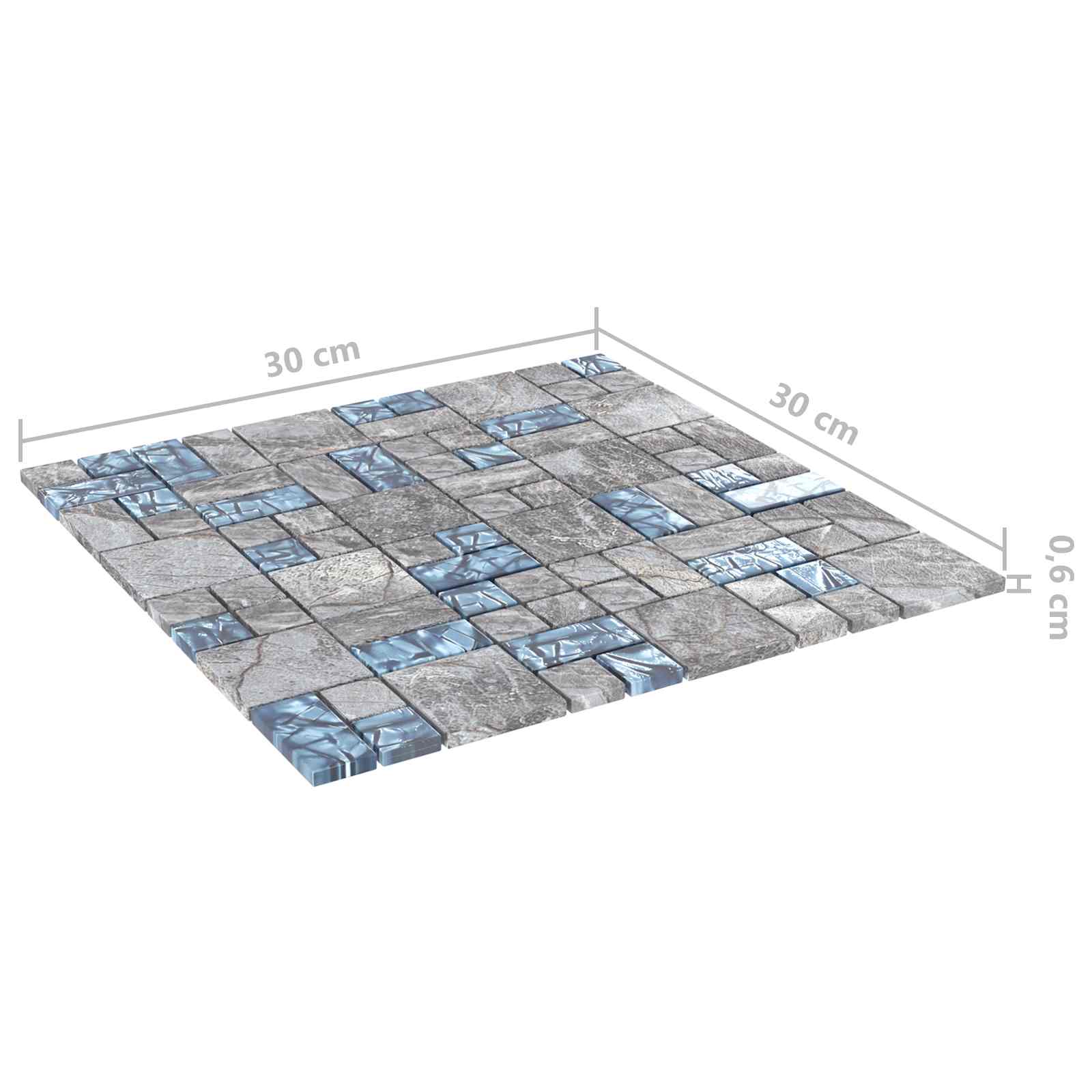 Mozaïek Tegel 11 st 50 x 50 cm Grijs en Blauw Glas - Afbeelding 5