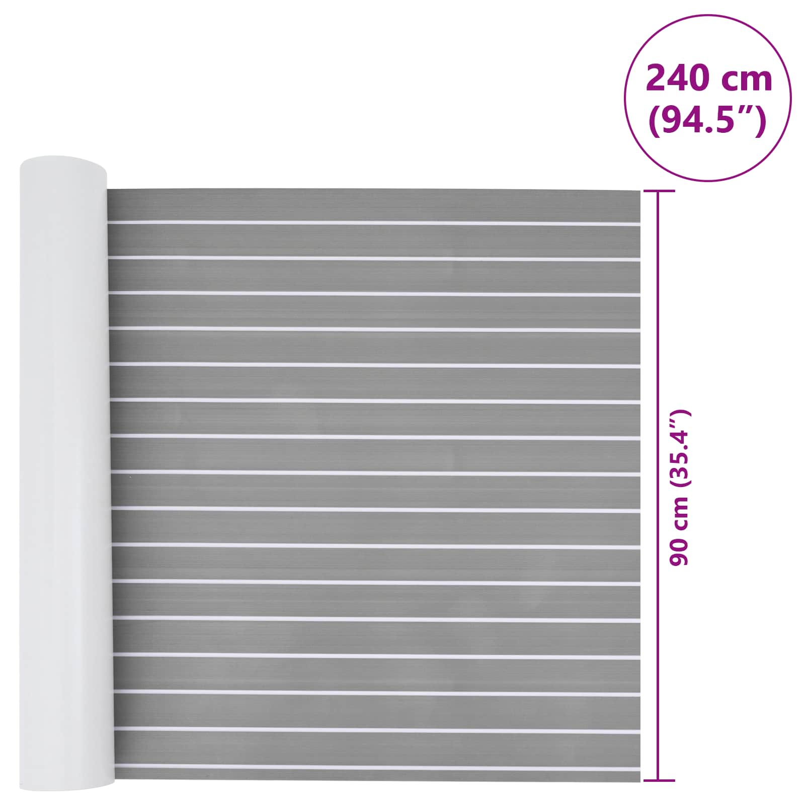 Bootmat Gestreept Lichtgrijs en wit. 240 x 90 cm EVA image 8