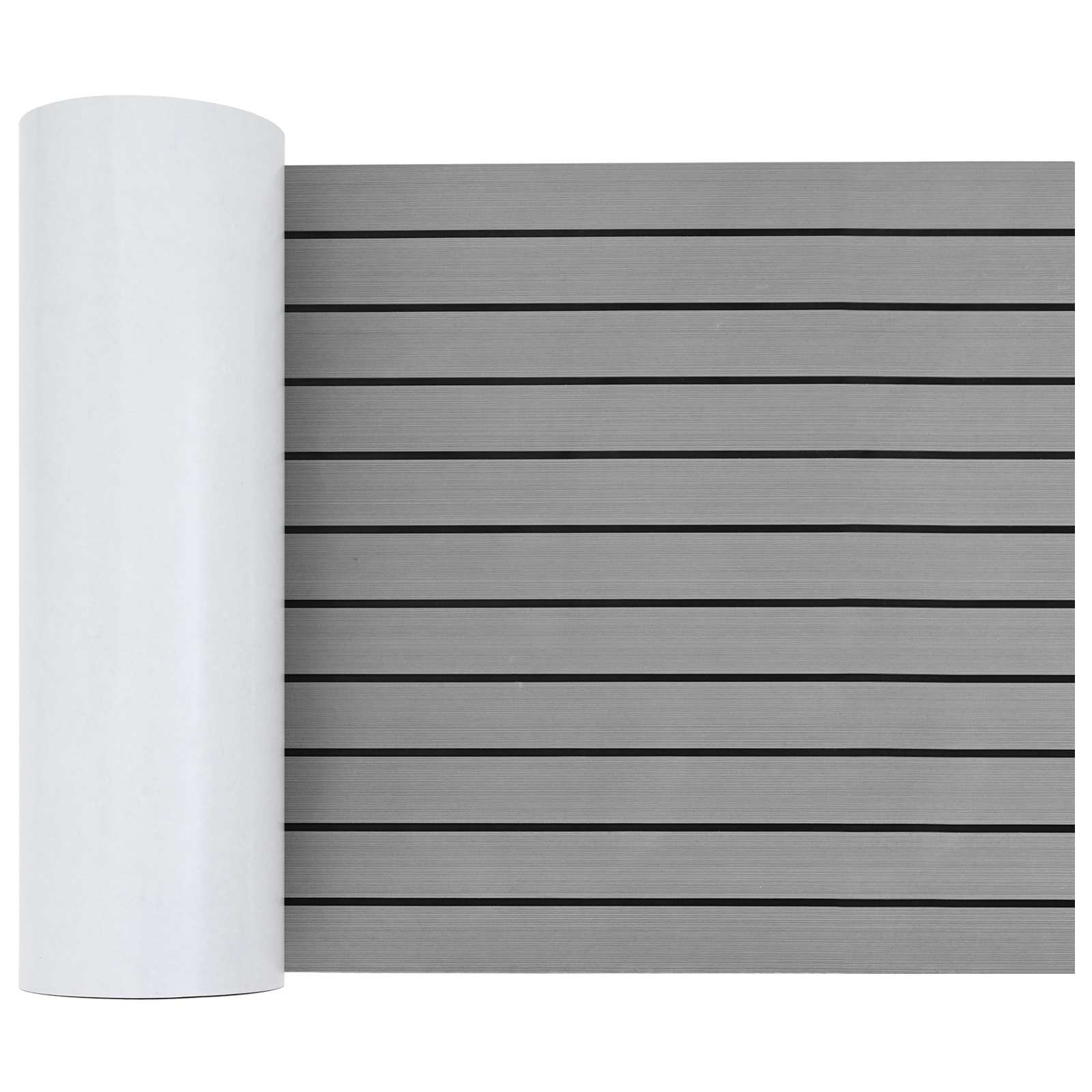 Bootmat Gestreept Lichtgrijs en zwart 240 x 60 cm EVA image 1