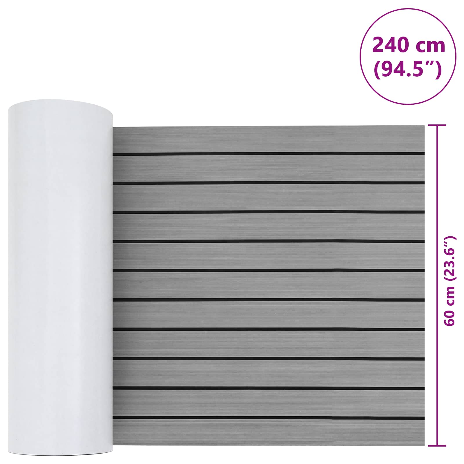 Bootmat Gestreept Lichtgrijs en zwart 240 x 60 cm EVA image 8