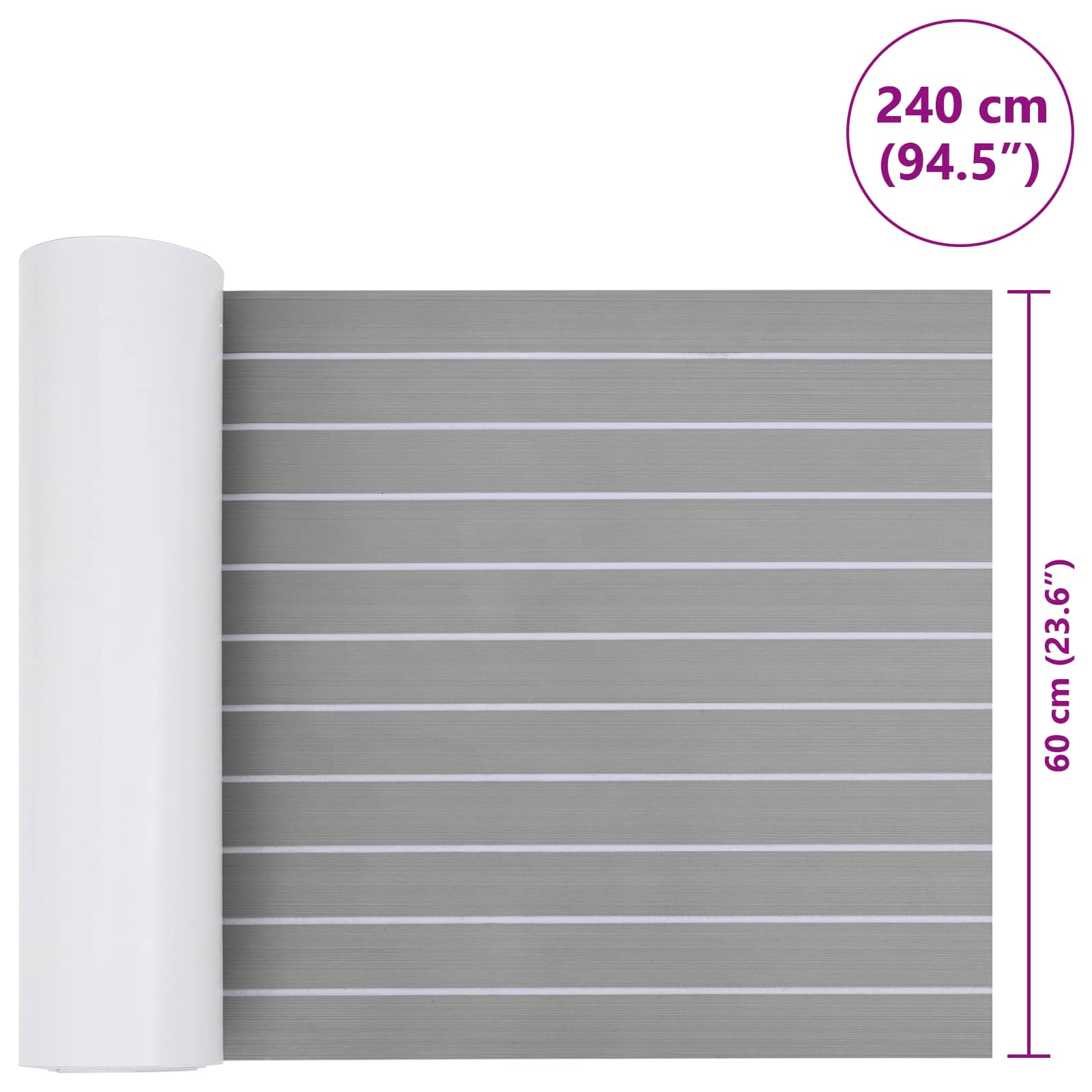 Bootmat Gestreept Lichtgrijs en wit. 240 x 60 cm EVA image 8