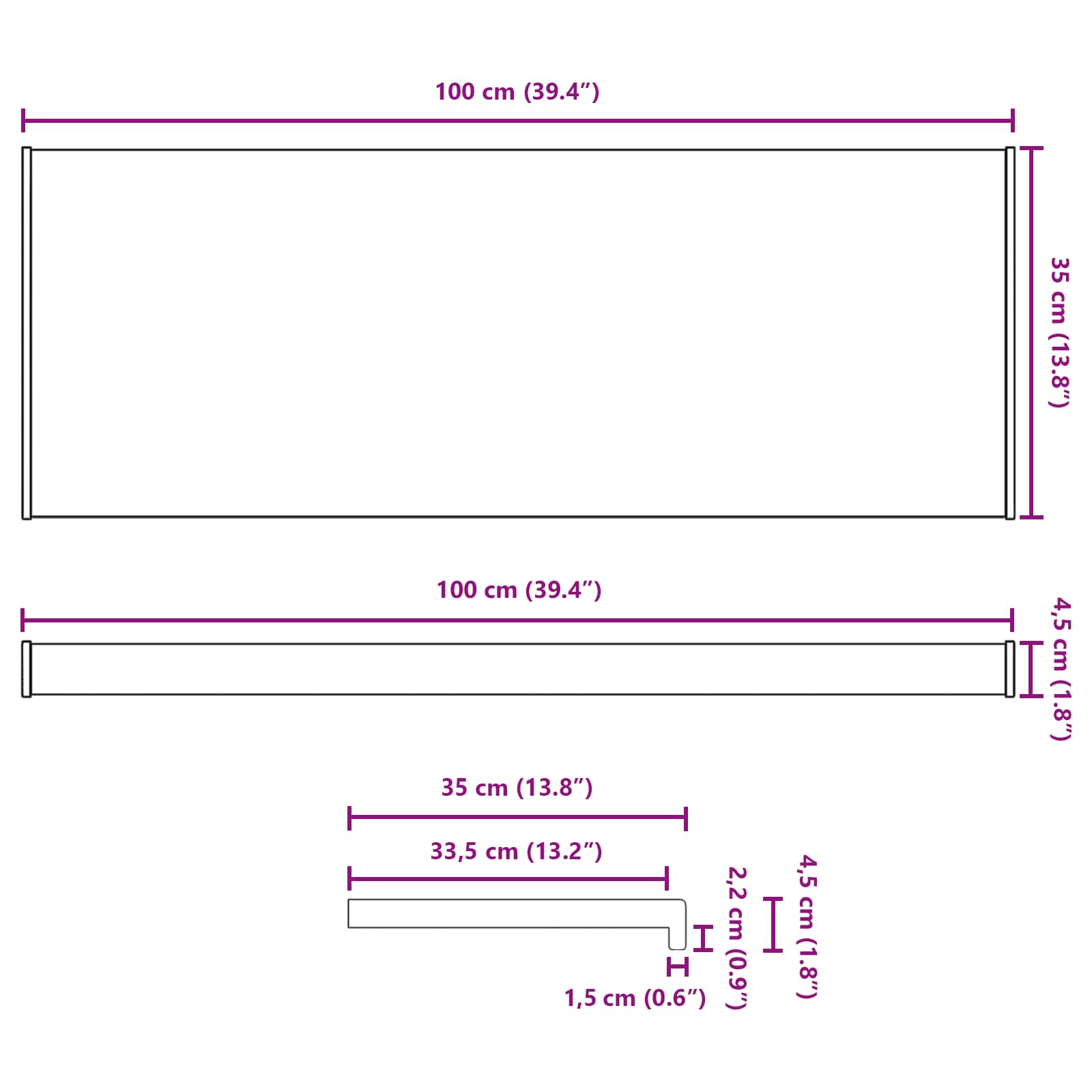 Raamsokkel Wit 100 x 35 x 4,5 cm PVC image 13