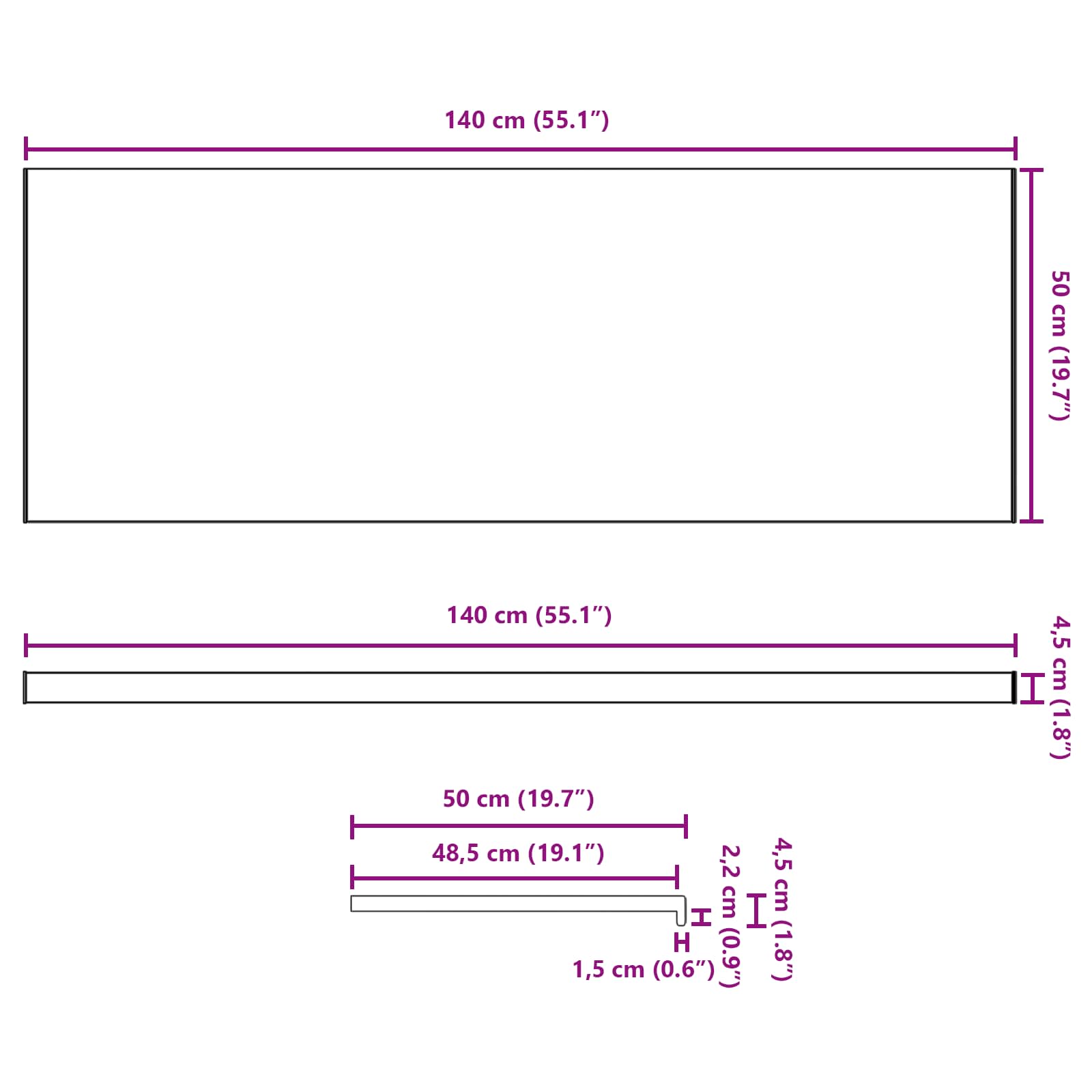 Raamsokkel Wit 140 x 50 x 4,5 cm PVC image 13