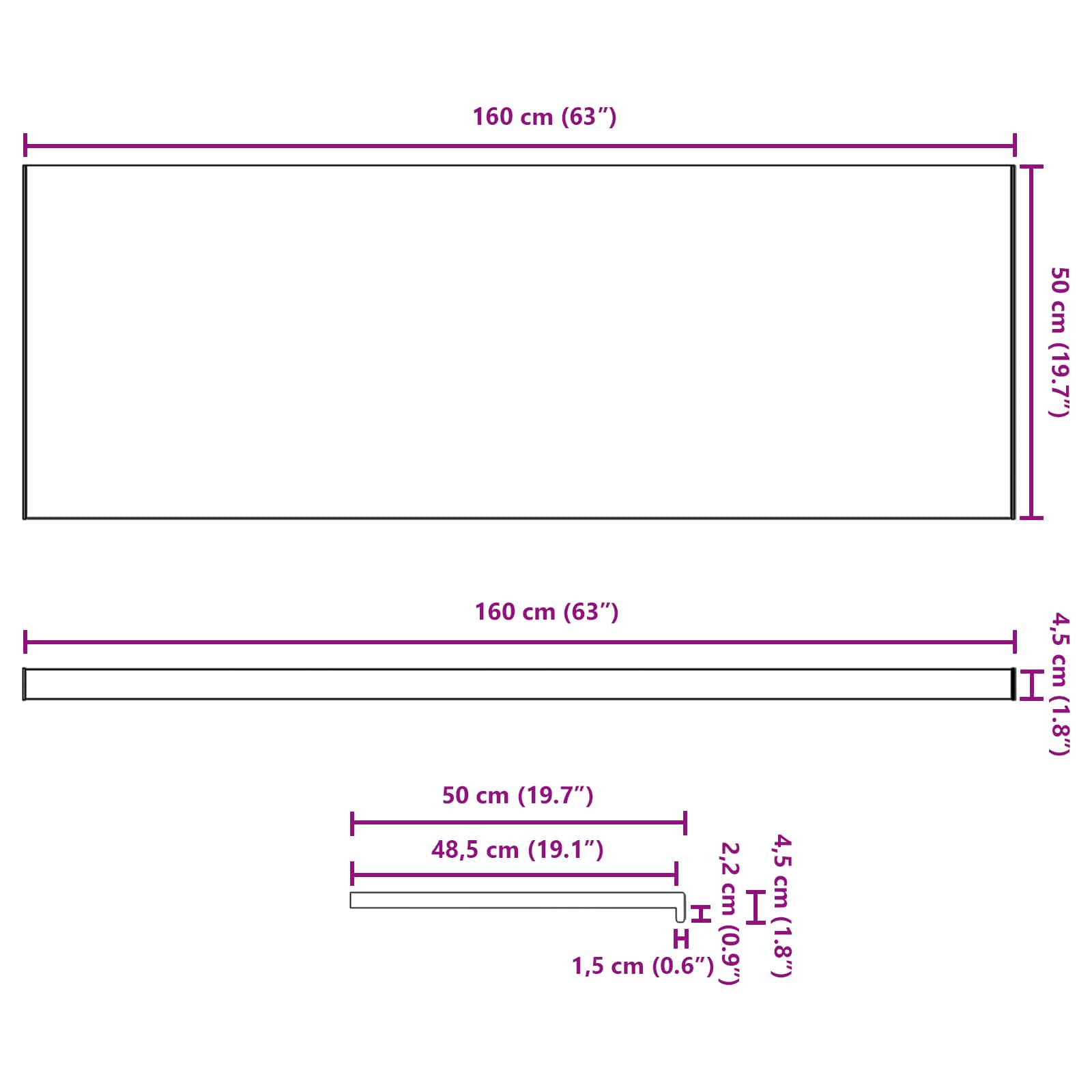Raamsokkel Wit 160 x 50 x 4,5 cm PVC image 13