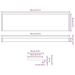 Parapet okna Černý s dřevěnou strukturou 80 x 20 x 4,5 cm PVC - obrázek 13