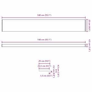 Parapet okna Černý s dřevěnou strukturou 140 x 25 x 4,5 cm PVC - obrázek 13